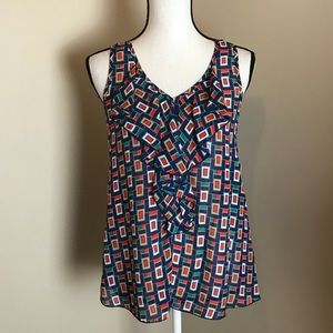 Mine NWT Semi Sheer Sleeveless Ruffled Blouse